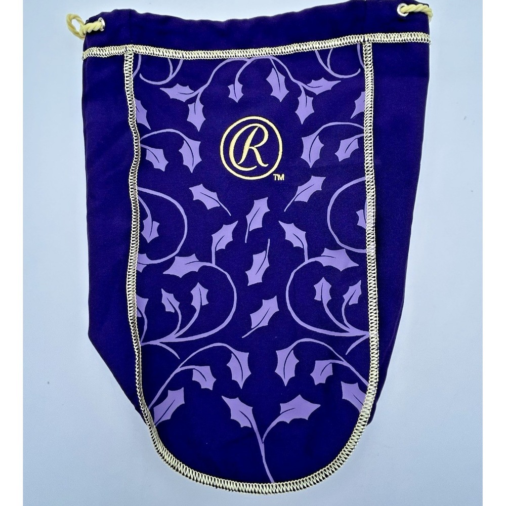 Crown Royal Christmas Holiday Holly Purple & Gold Drawstring Bag 11" Collectable